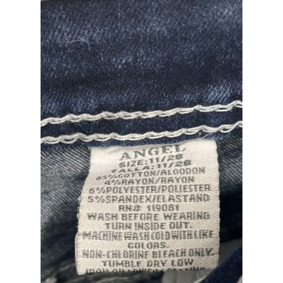 Angel Y2K Bootcut Jeans Womens 11/28 Blue Embroidered Flap Pocket LA - Picture 5 of 5
